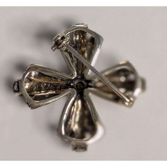 Vintage Sterling Silver 925 Marcasite Brooch Pin Green Gem Stone Peridot manly - Picture 11 of 12